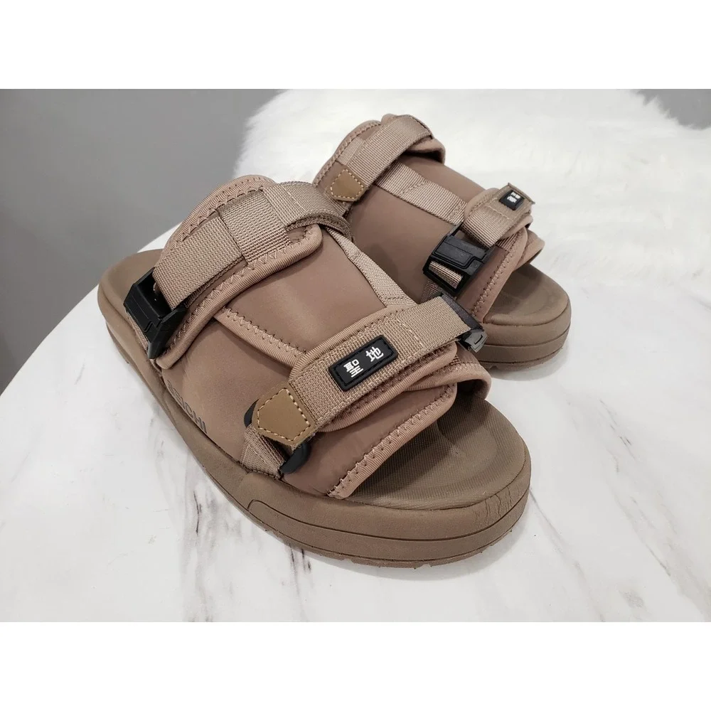 NEW MENS 10 Seichi Yoroi V2 Sandals Tan Slip On Open Toe Platform Slide EURO 43
